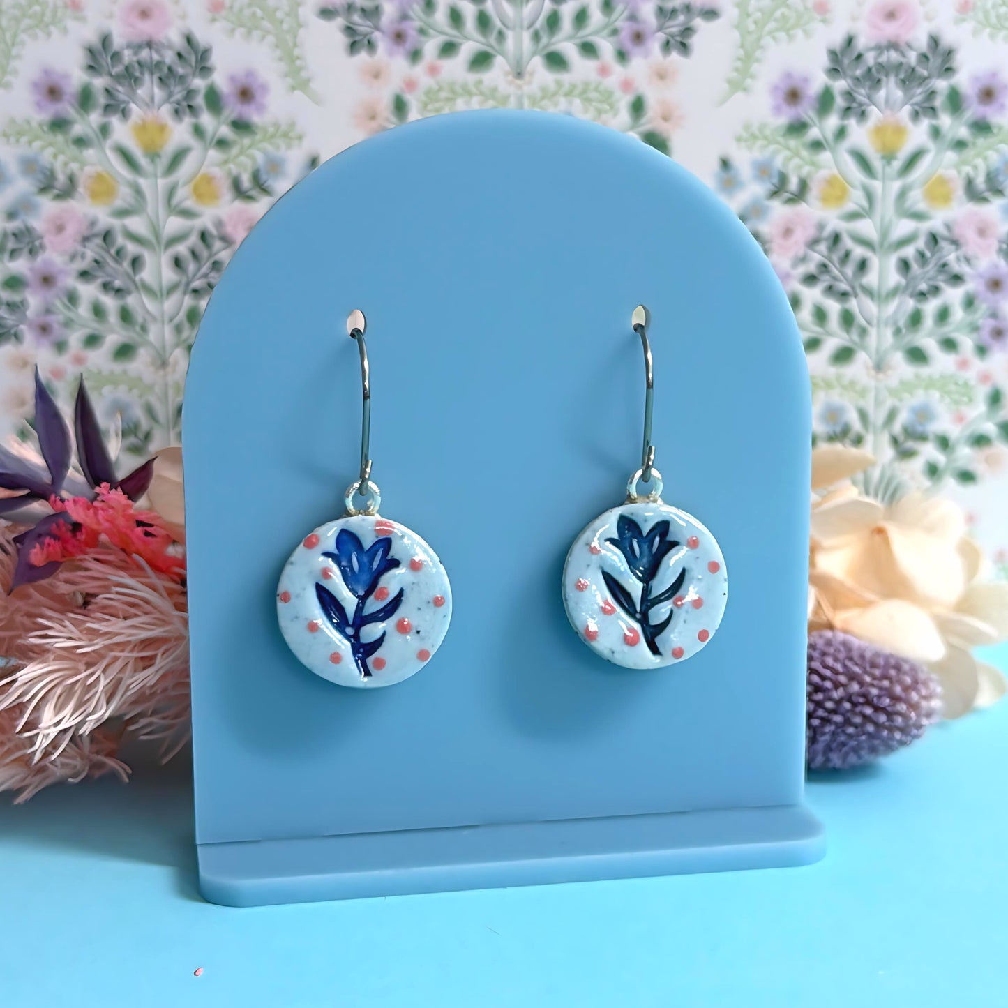 BOTANICA CERAMICA : Tulip : PETITE : Ceramic Earrings by Jo Kealley