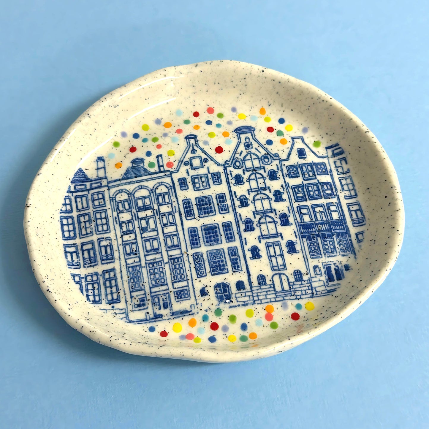 Hello Little RAINBOW CONFETTI DISH : Choose your design : Handpainted Ceramic Dishes by Jo Kealley