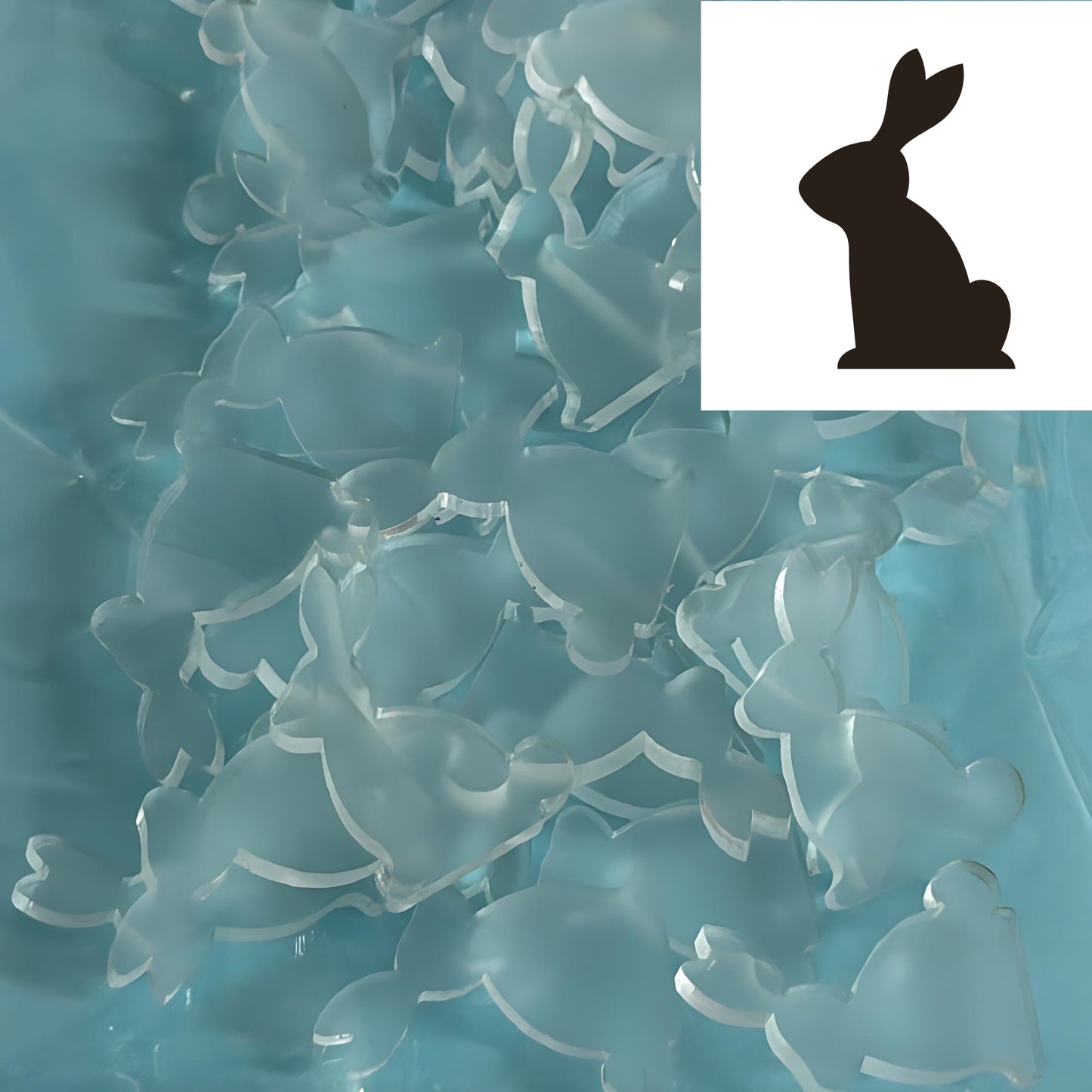 25mm CUTE SITTING EASTER BUNNY for stud earring size : 3mm clear frosted Acrylic components : Destash item