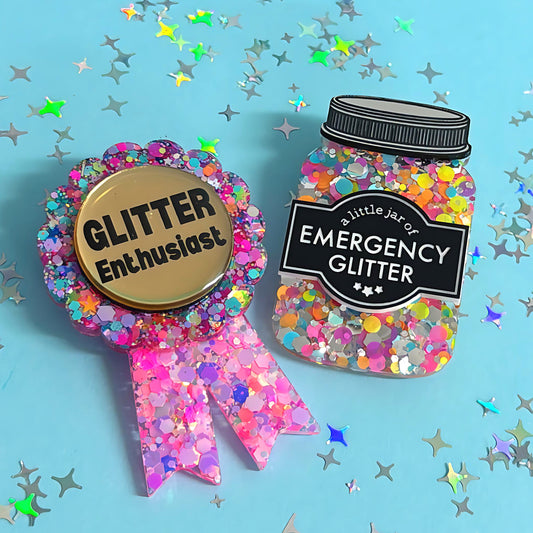 GLITTER ENTHUSIAST : Ribbon Award : Handmade Resin & Acrylic BROOCH