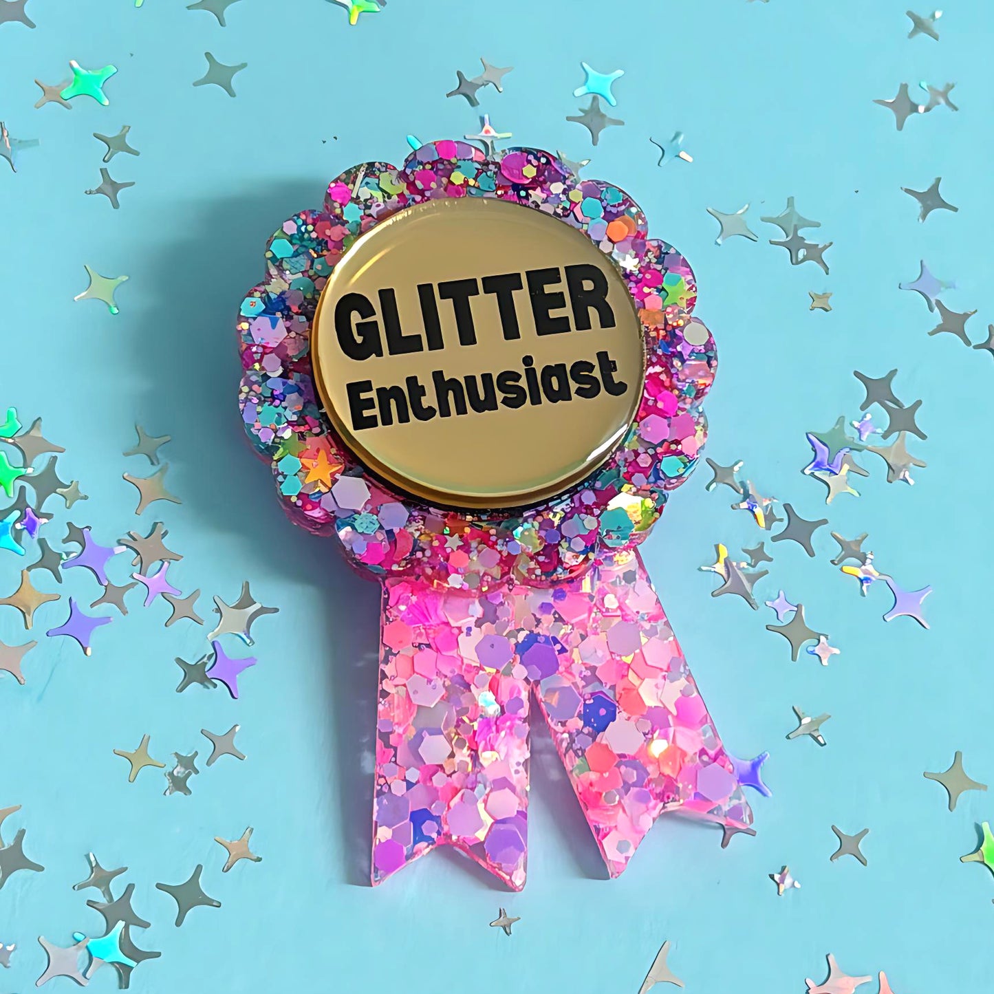 GLITTER ENTHUSIAST : Ribbon Award : Handmade Resin & Acrylic BROOCH