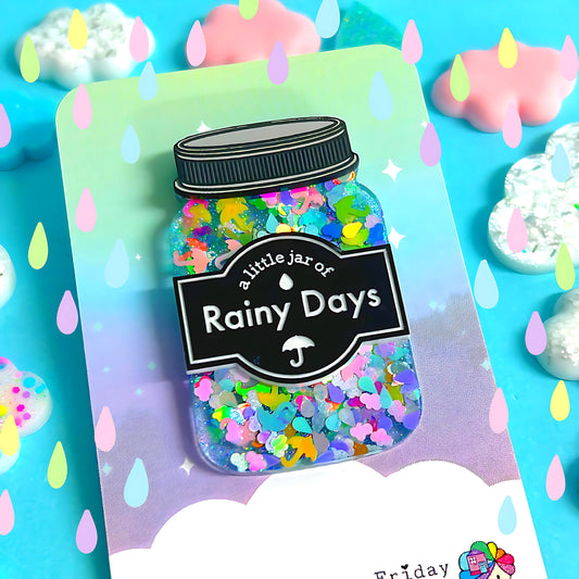 A LITTLE JAR OF : RAINY DAYS : Handmade Resin & Acrylic BROOCH