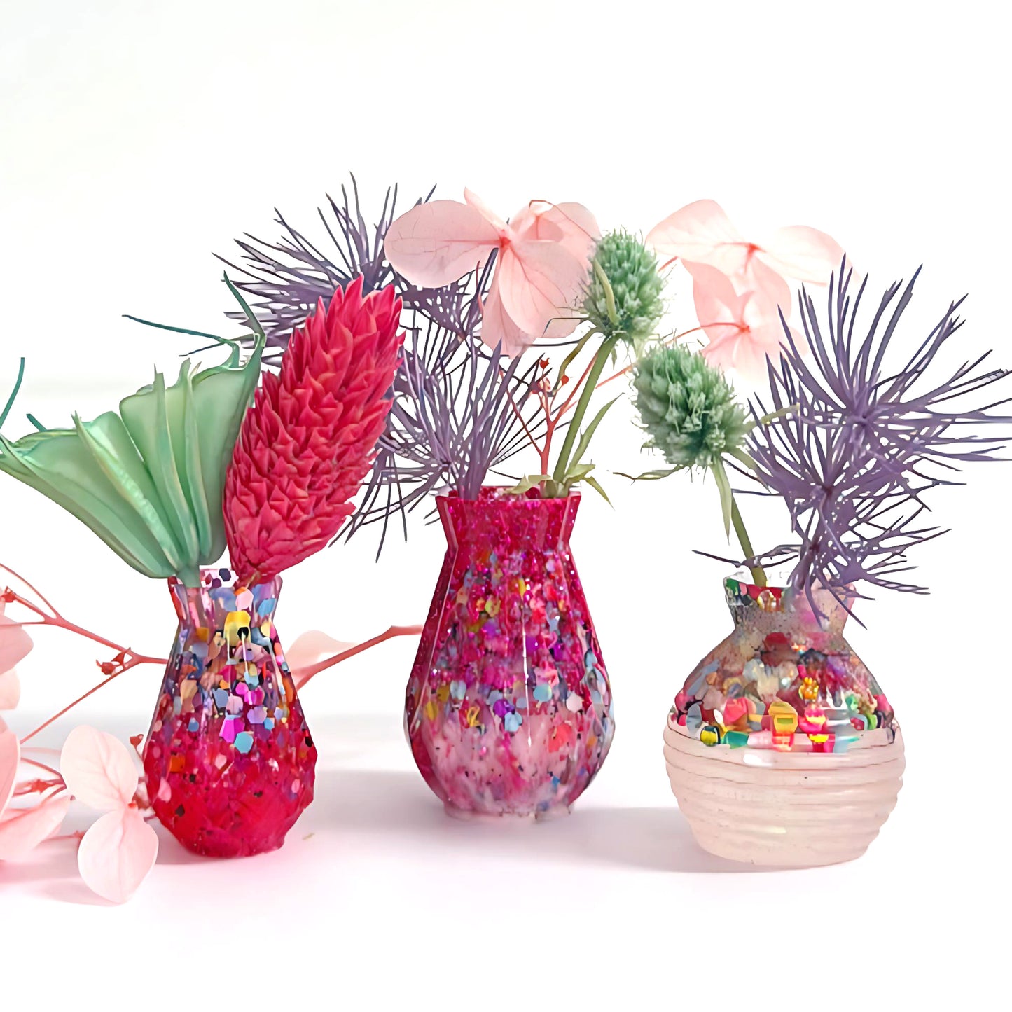 MINIATURE VASE SET 4 : Handmade Resin Miniature Vases