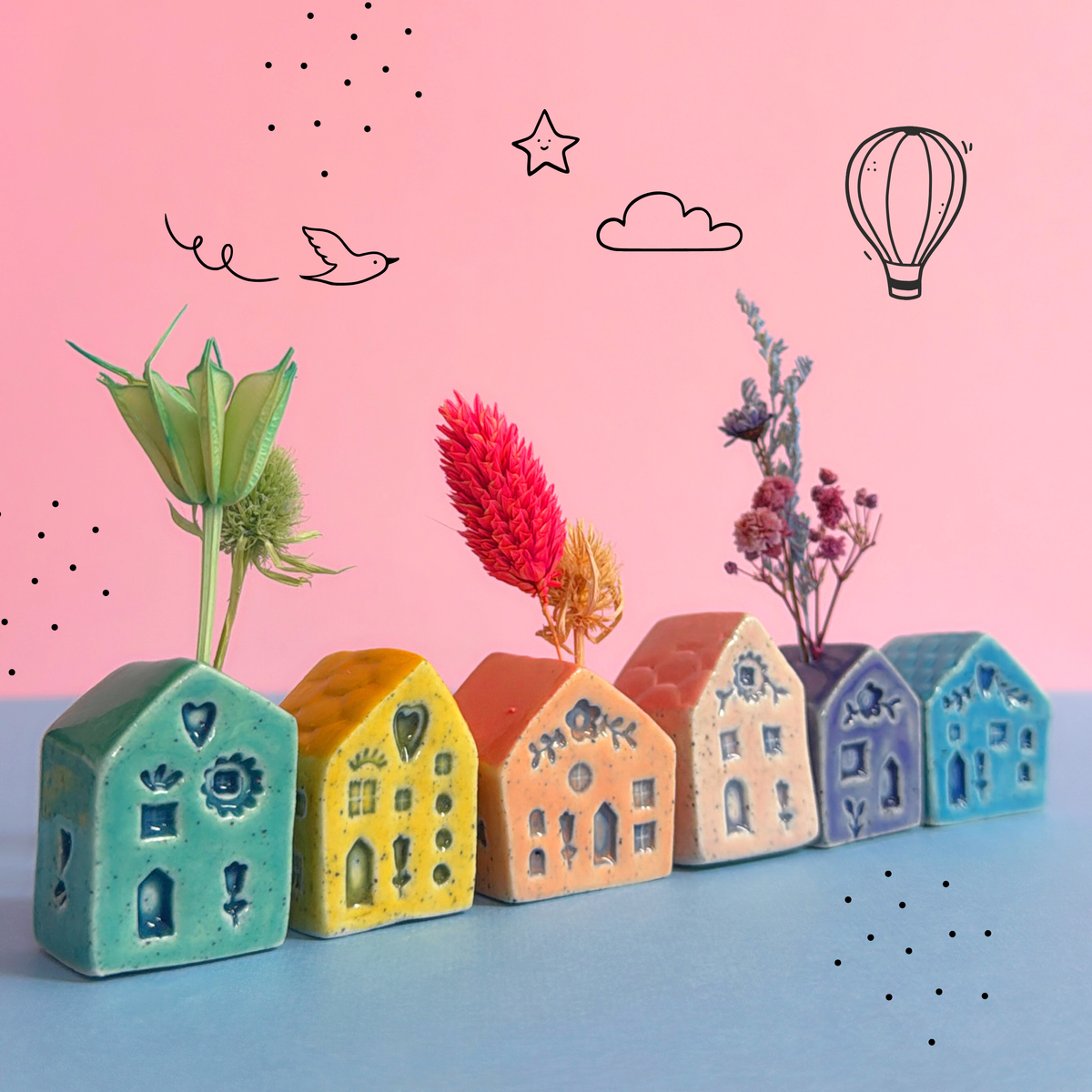 Hello Little HOMES 6 : Gelato Rainbow : Choose your colour : Handmade Ceramic Vases & Sculptures by Jo Kealley