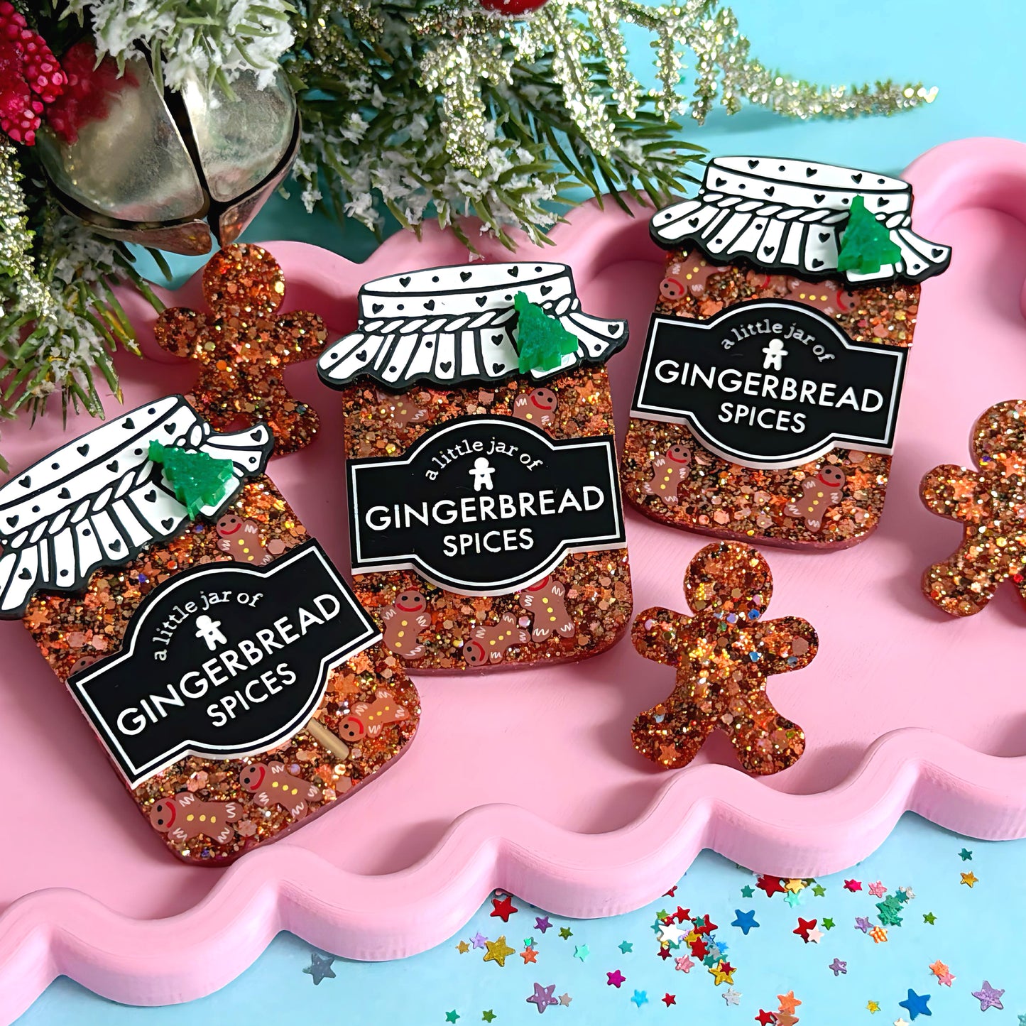 A LITTLE JAR OF : GINGERBREAD SPICES : Handmade Resin & Acrylic BROOCH