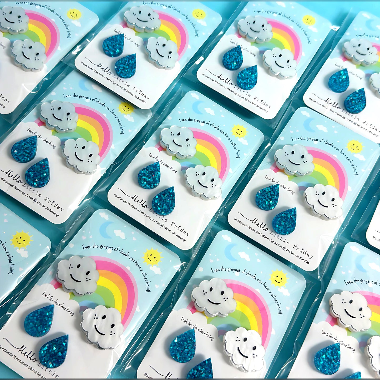 EVERY CLOUD HAS A SILVER LINING: SET : Handmade Resin & Acrylic STUD Earring SET