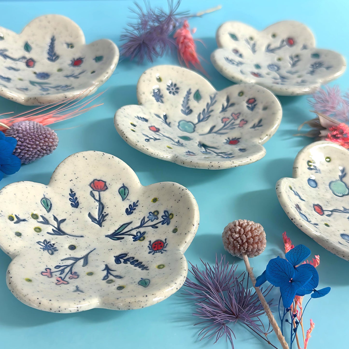 BOTANICA CERAMICA TRINKET DISH : Choose your design : Handpainted Ceramic Dishes by Jo Kealley
