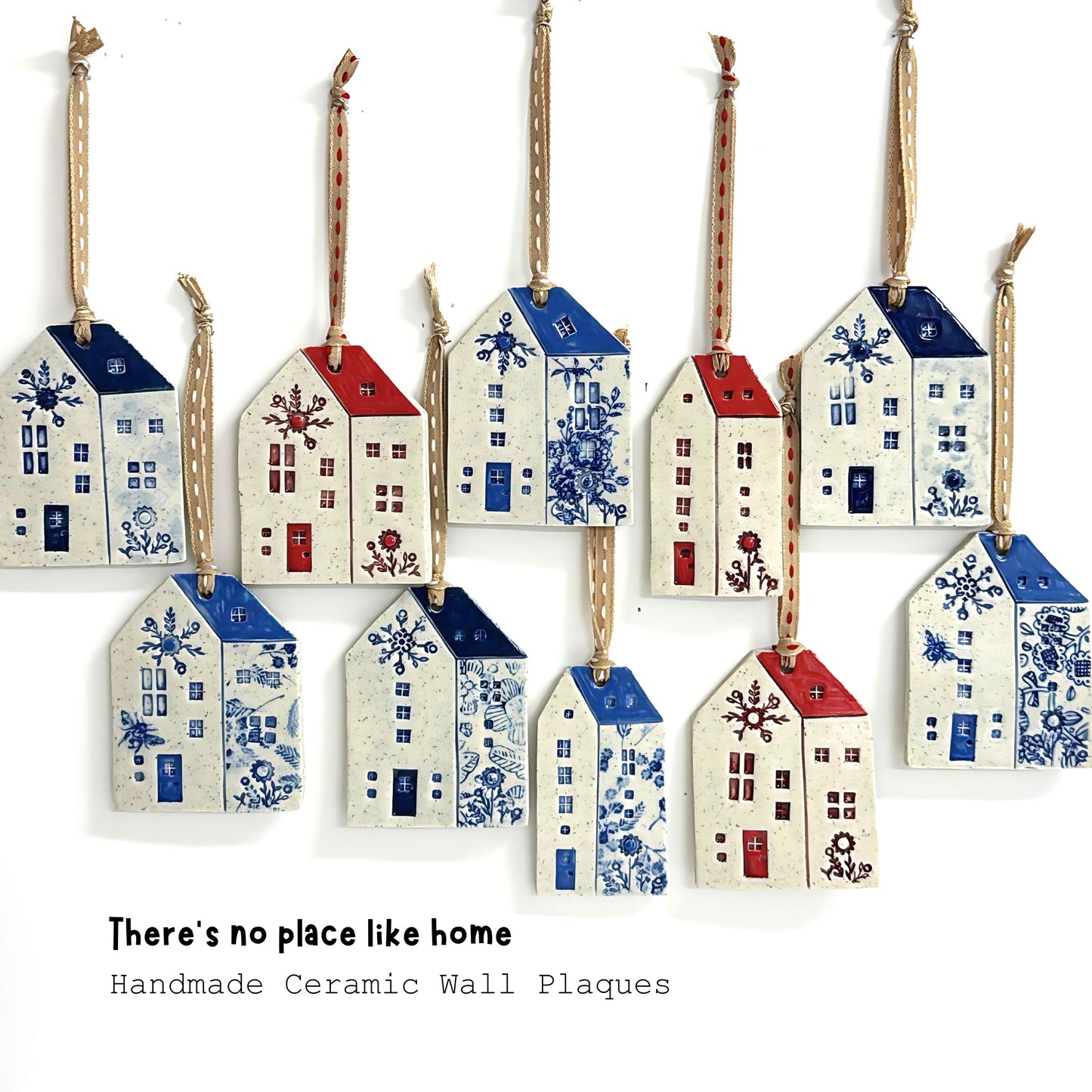 Hello Little HOME ORNAMENTS : Chhose your design : Handpainted Ceramic Wall Art by Jo Kealley