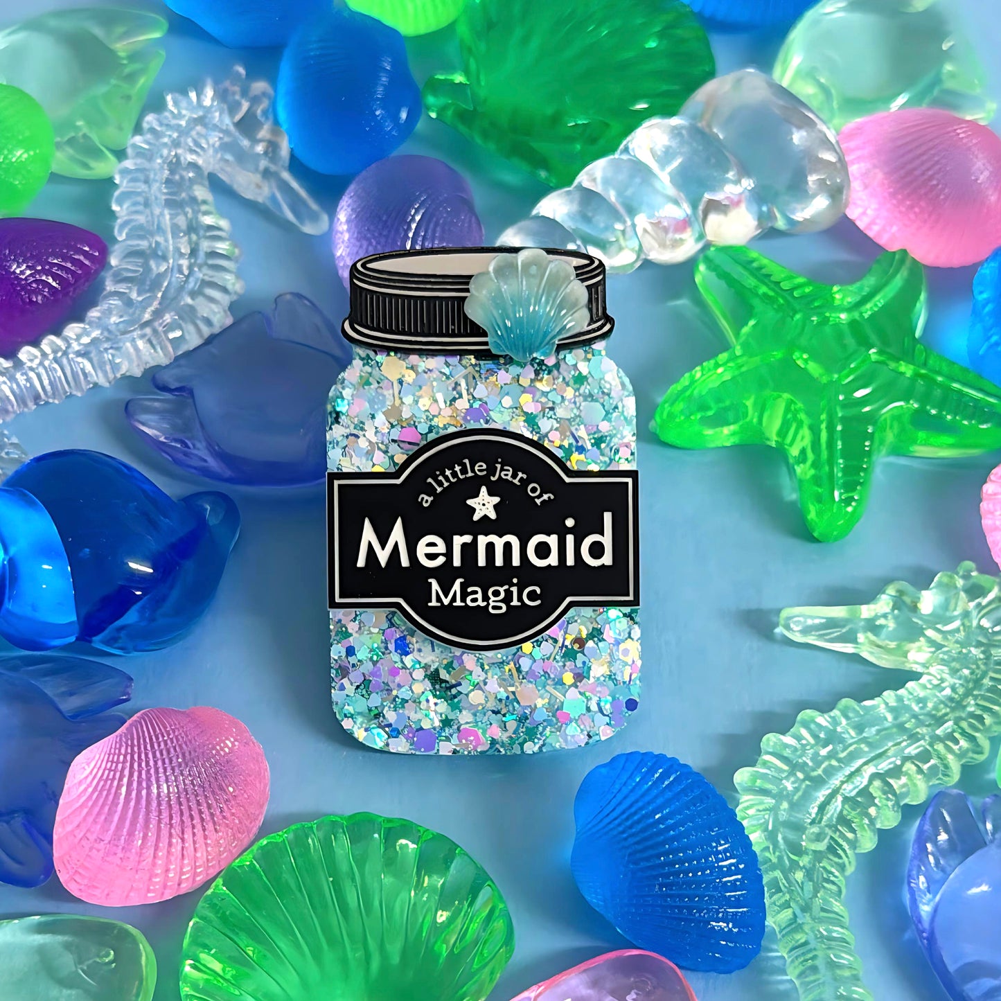 A LITTLE JAR OF : MERMAID MAGIC : Handmade Resin & Acrylic BROOCH