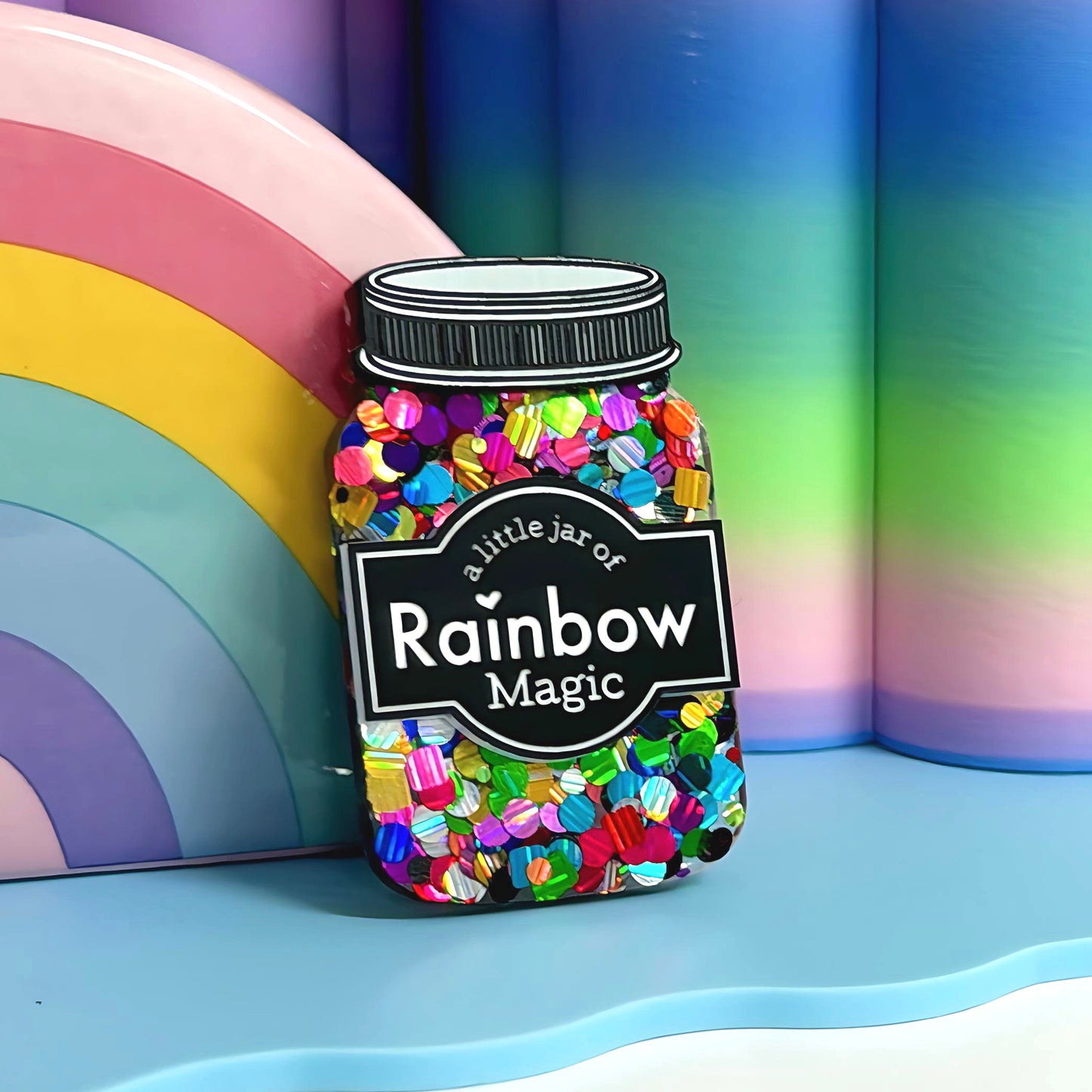 A LITTLE JAR OF : RAINBOW MAGIC : Handmade Resin & Acrylic BROOCH