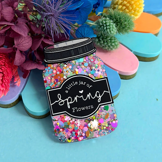 A LITTLE JAR OF : SPRING FLOWERS : Handmade Resin & Acrylic BROOCH