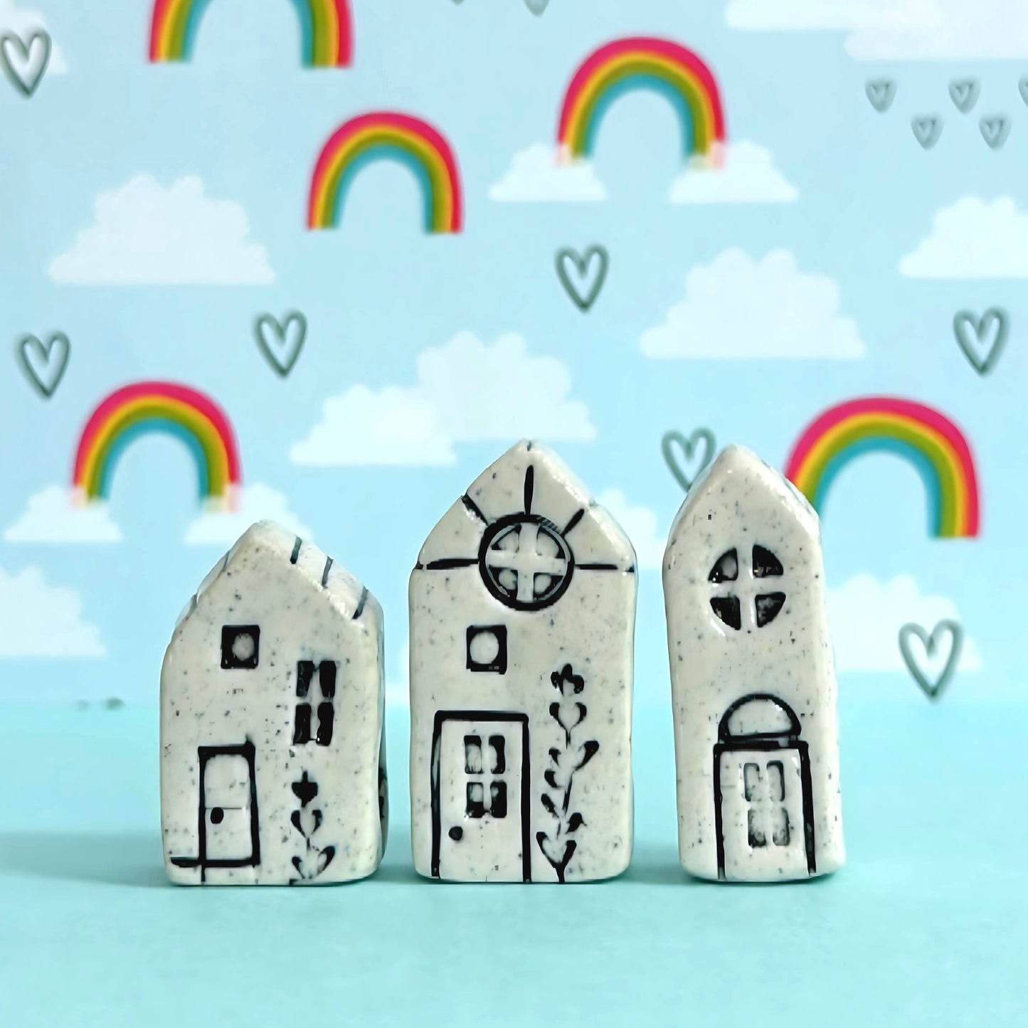 Hello Little Midnight HOMES 6 : Choose your Home : Handpainted Ceramic Home Sculpture by Jo Kealley