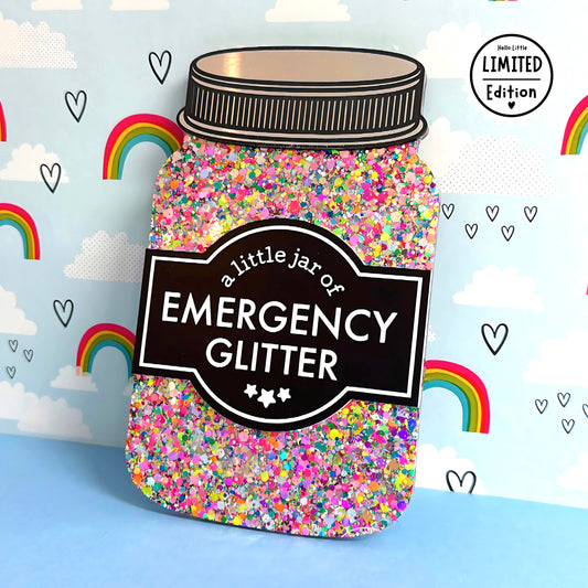 LIMITED EDITION : WALL ART A LITTLE JAR OF : EMERGENCY GLITTER : Handmade Resin & Acrylic