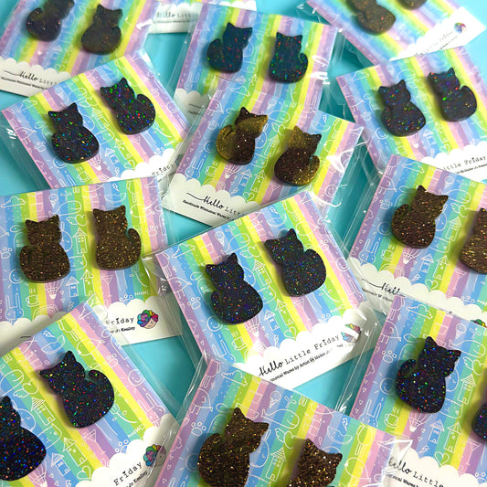 PRETTY KITTY CAT : Choose your colour : Handmade Resin Studs
