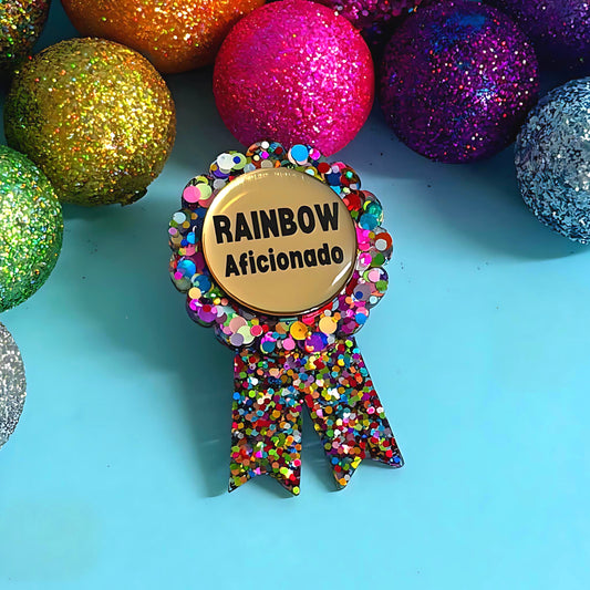 RAINBOW AFICIONADO : Ribbon Award : Handmade Resin & Acrylic BROOCH