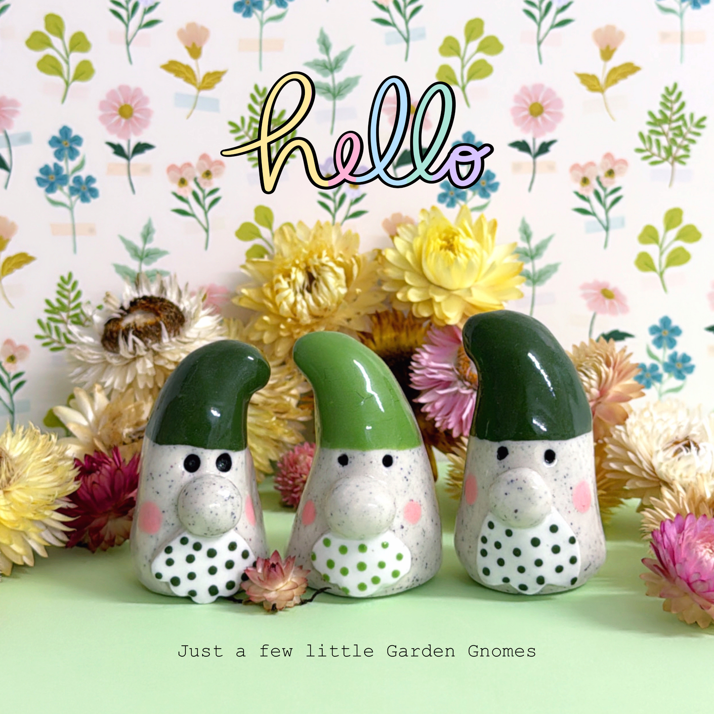 Hello Little Garden GNOMES : Choose your colour : Handmade Ceramic Whimsies by Jo Kealley