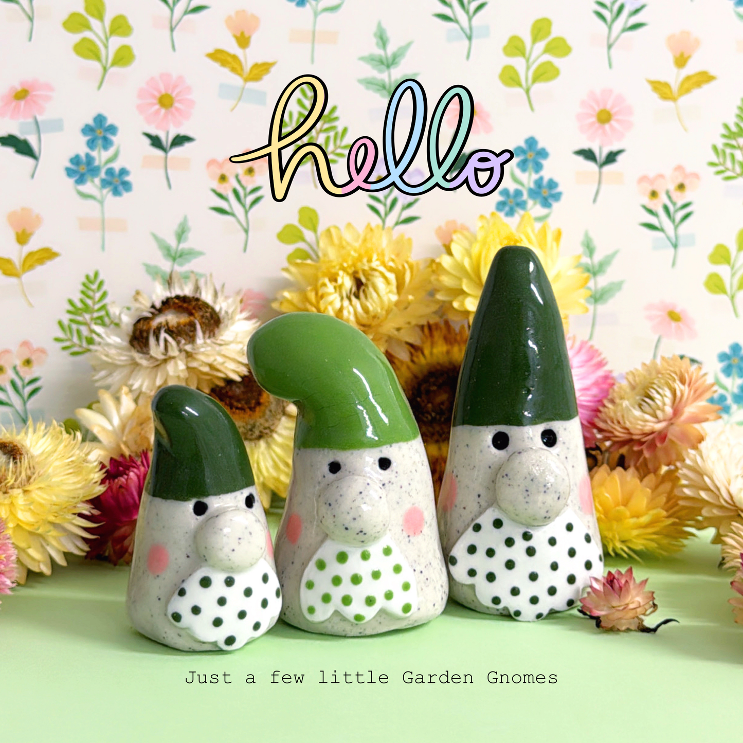 Hello Little Garden GNOMES : Choose your colour : Handmade Ceramic Whimsies by Jo Kealley
