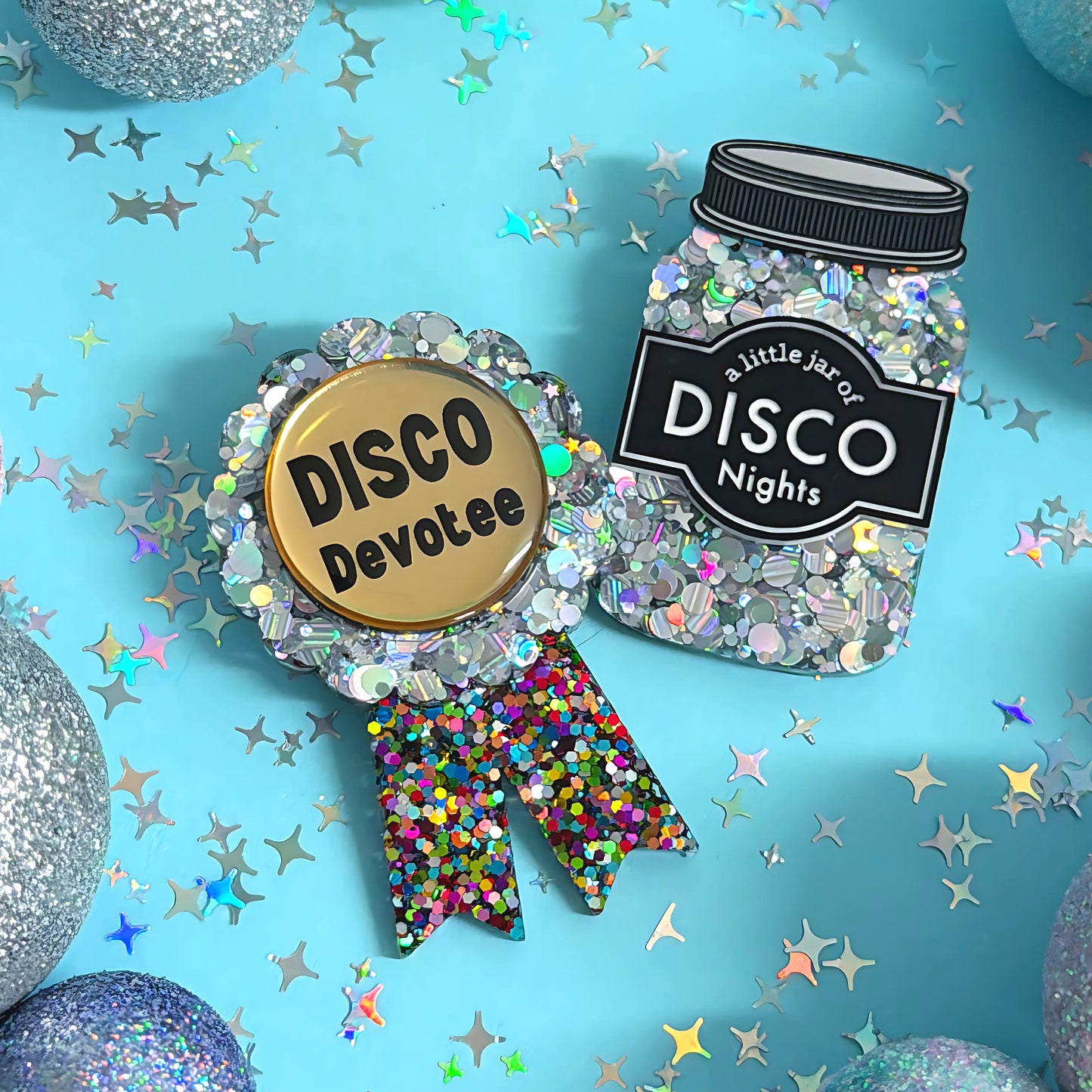 DISCO DEVOTEE : Ribbon Award : Handmade Resin & Acrylic BROOCH