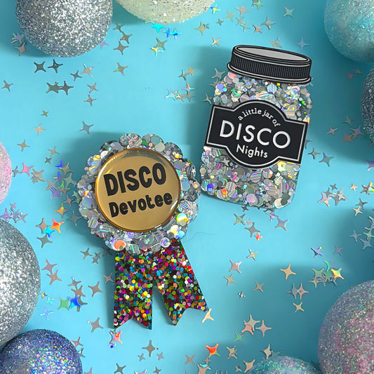 DISCO DEVOTEE : Ribbon Award : Handmade Resin & Acrylic BROOCH