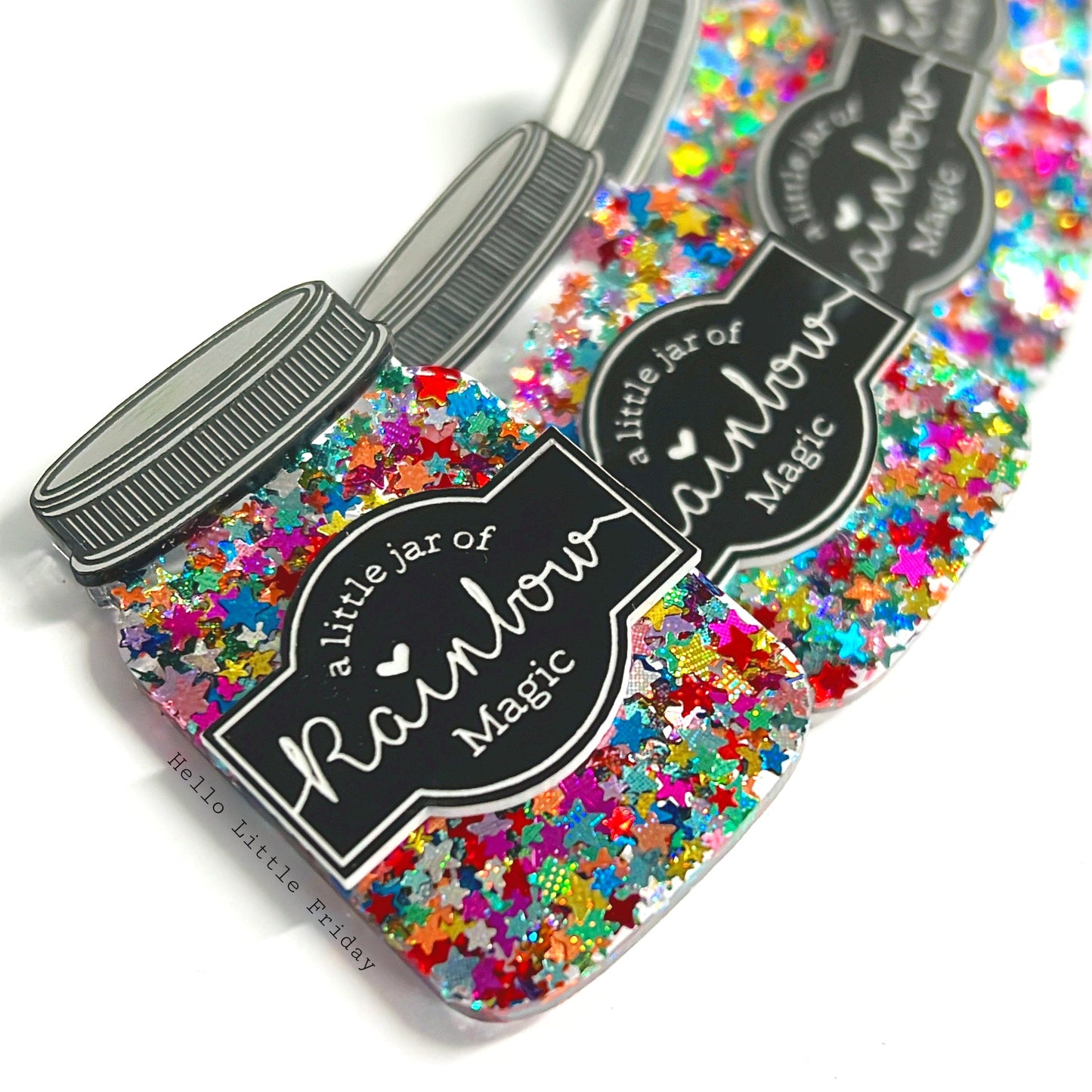 A LITTLE JAR OF : RAINBOW MAGIC : Handmade Resin & Acrylic BROOCH