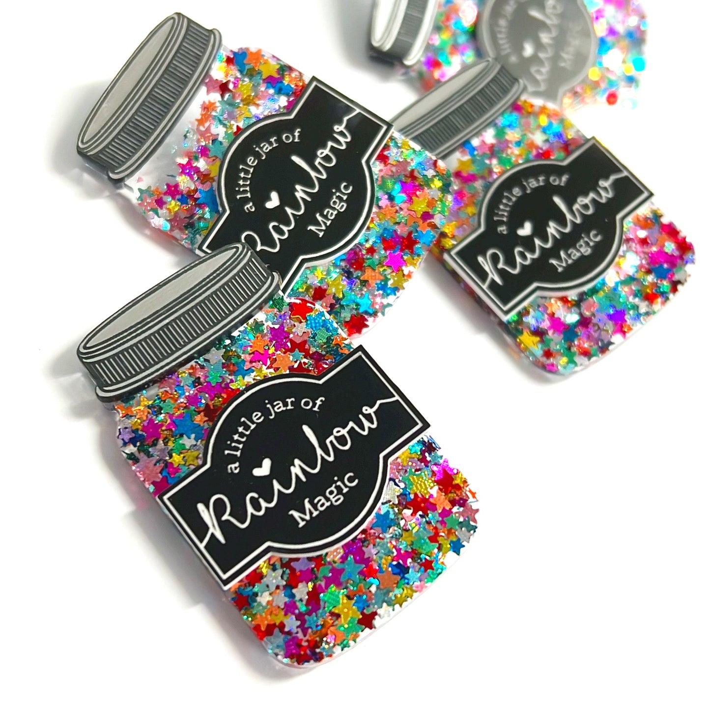 A LITTLE JAR OF : RAINBOW MAGIC : Handmade Resin & Acrylic BROOCH