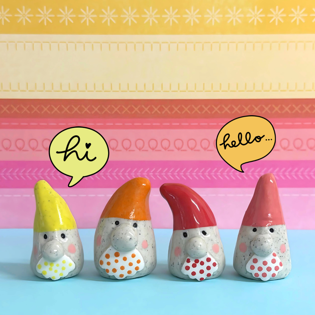 Hello Little GNOMES 3 : Choose your colour : Handmade Ceramic Whimsies by Jo Kealley