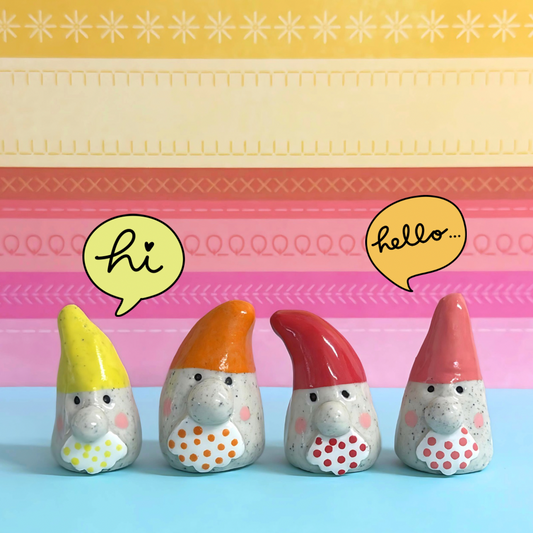 Hello Little GNOMES 3 : Choose your colour : Handmade Ceramic Whimsies by Jo Kealley