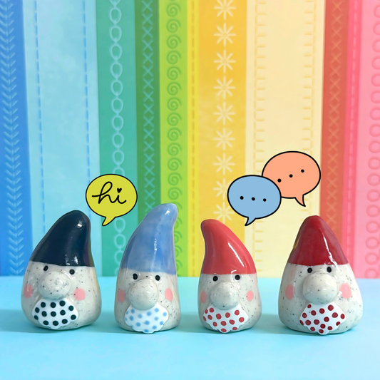 Hello Little GNOMES 6 : Choose your colour : Handmade Ceramic Whimsies by Jo Kealley
