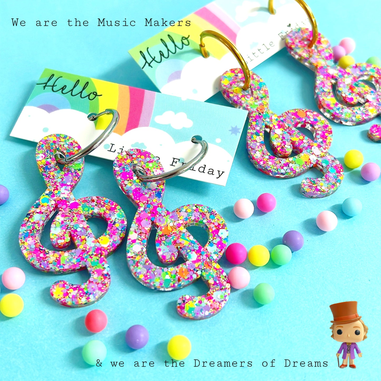 WE ARE THE MUSIC MAKERS : CANDY CRUSH : Choose your fittings : Handmade Resin DROP Earrings