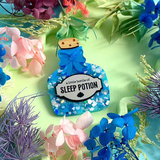 A LITTLE BOTTLE OF : SLEEP POTION : Handmade Resin & Acrylic BROOCH