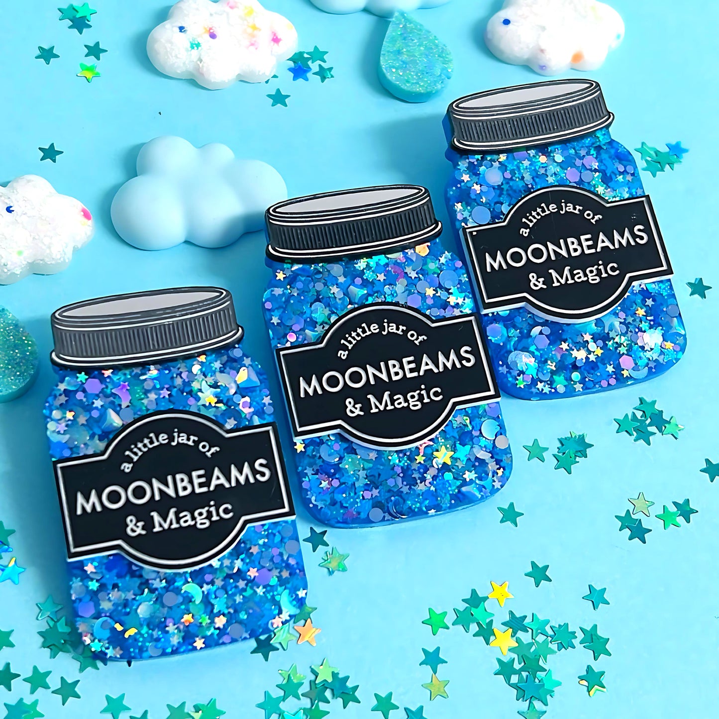 A LITTLE JAR OF : MOONBEAMS & MAGIC : Handmade Resin & Acrylic BROOCH