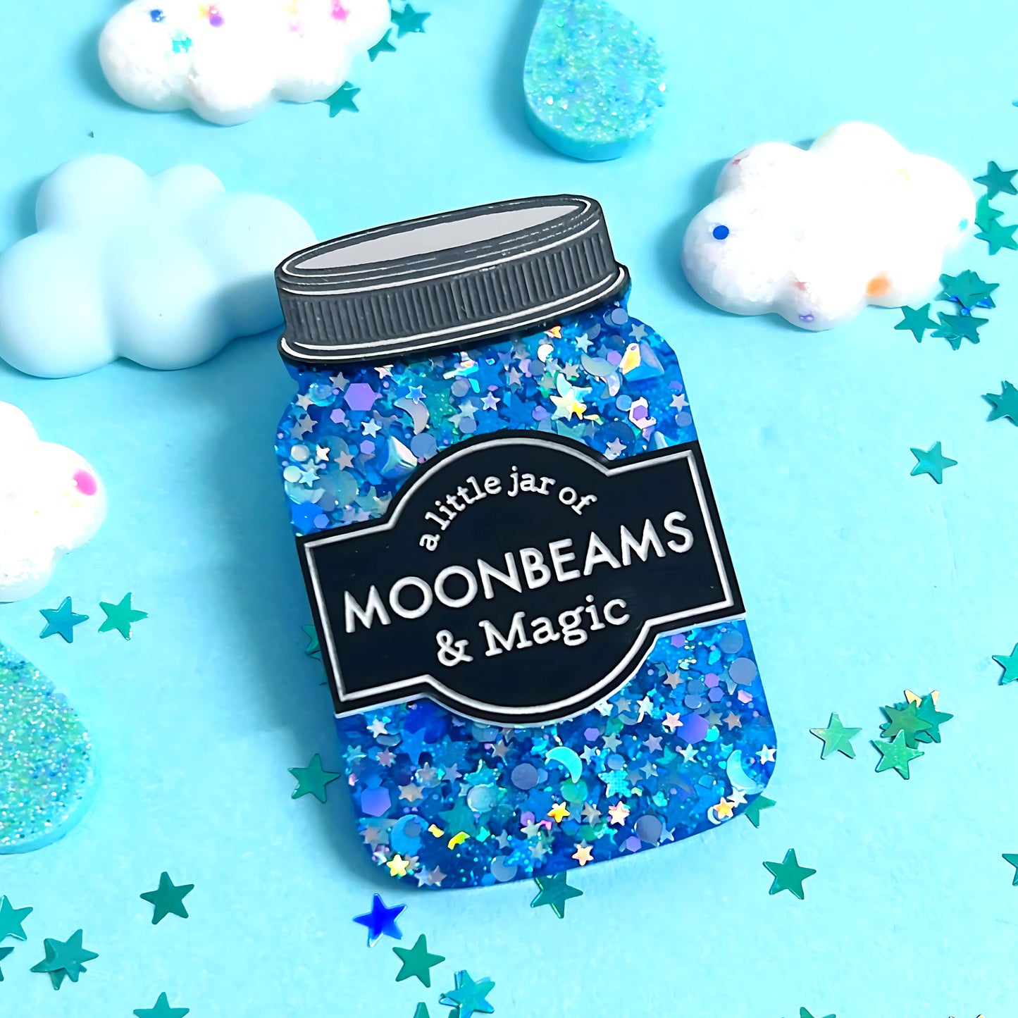 A LITTLE JAR OF : MOONBEAMS & MAGIC : Handmade Resin & Acrylic BROOCH