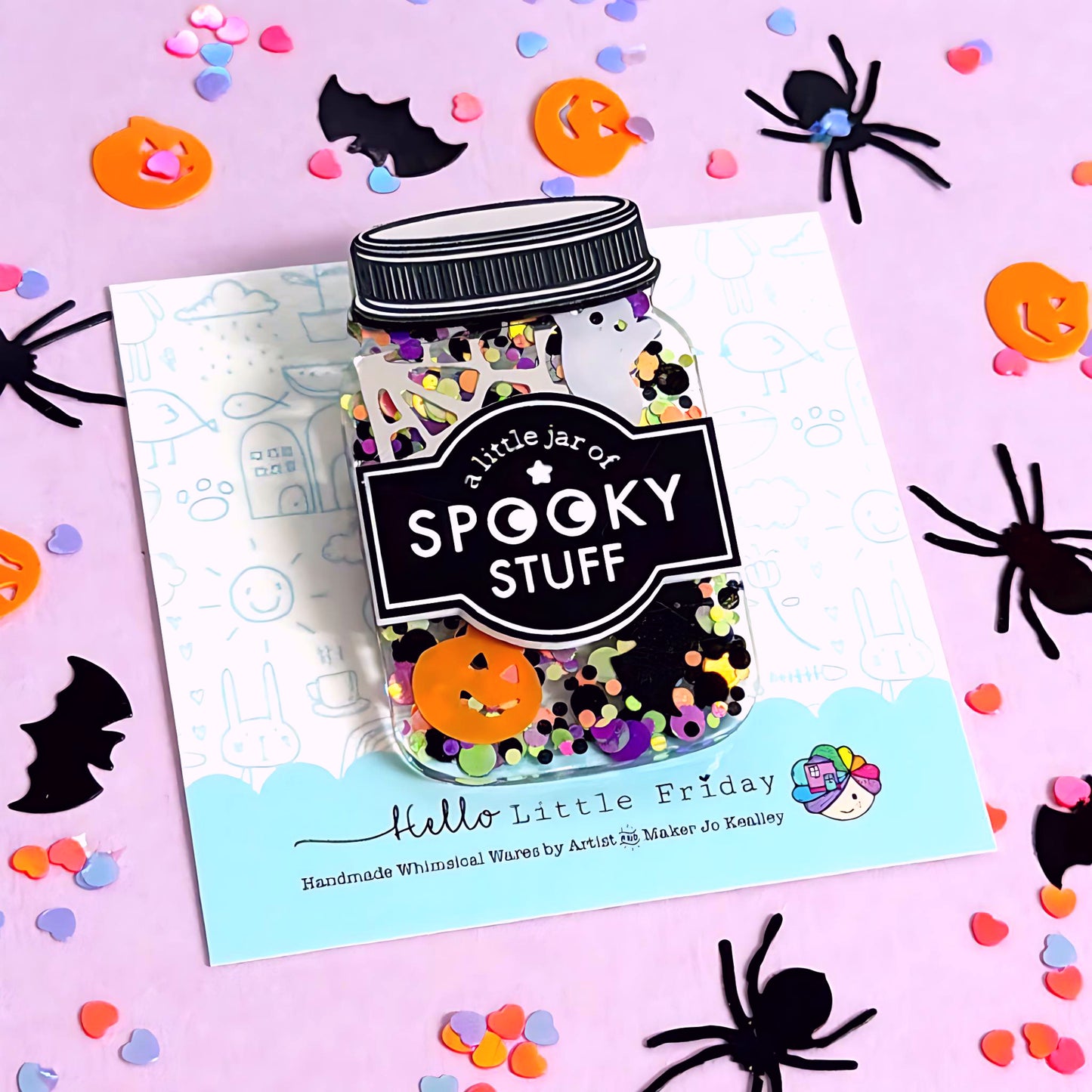 A LITTLE JAR OF : SPOOKY STUFF : Handmade Resin & Acrylic BROOCH