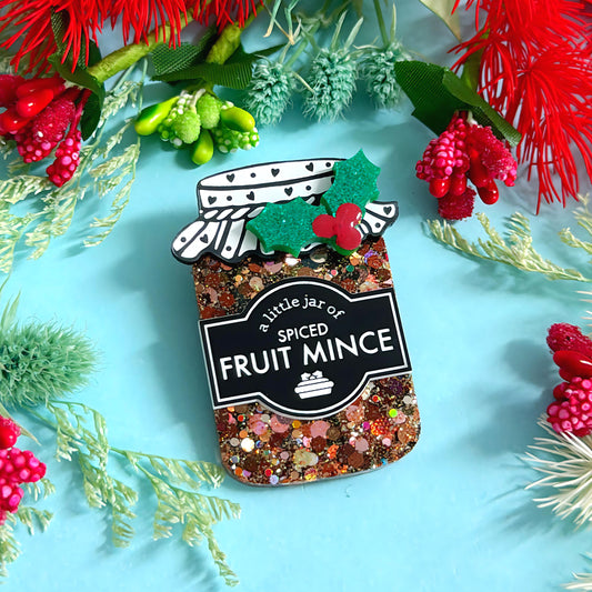 A LITTLE JAR OF : SPICED FRUIT MINCE : Handmade Resin & Acrylic BROOCH