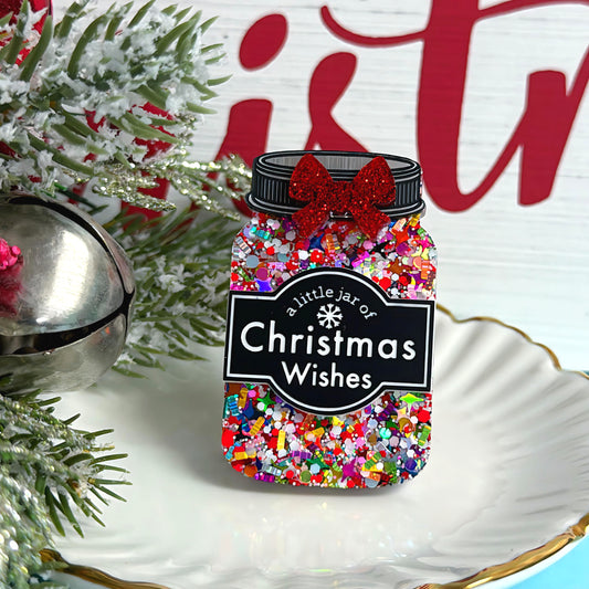 A LITTLE JAR OF : CHRISTMAS WISHES : Rainbow Tinsel : Handmade Resin & Acrylic BROOCH