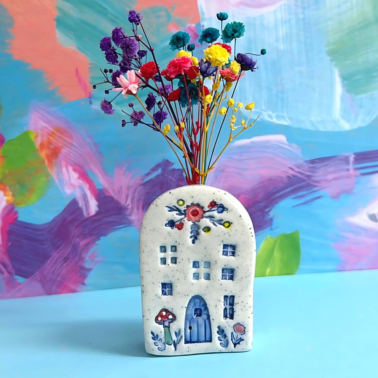 Hello Little FAERIE HOME Vase : 4 : Handpainted Ceramic Home Vase by Jo Kealley