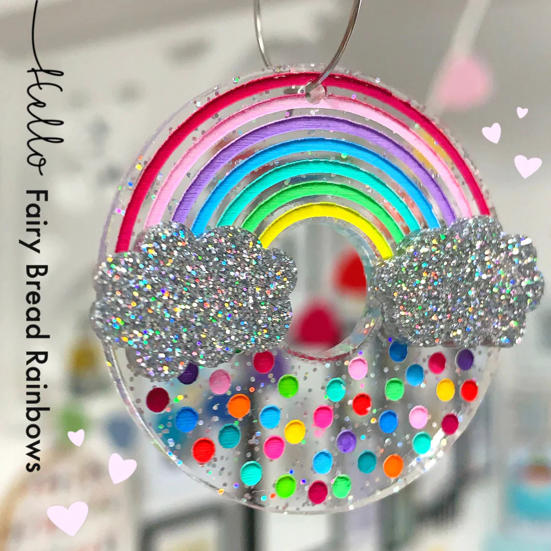 FAIRY BREAD DONUTS : SHIMMER TWINKLE : Handpainted Acrylic & Cast Resin Drop Earrings