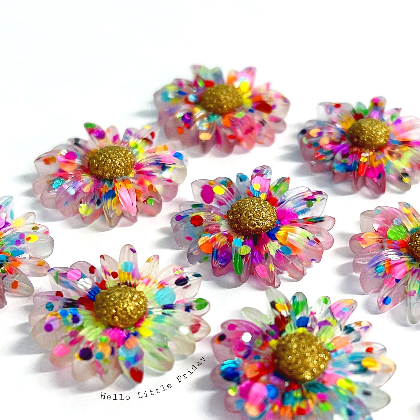 CRAZY FOR DAISY : CONFETTI : Large : Handmade Resin Drop Earrings