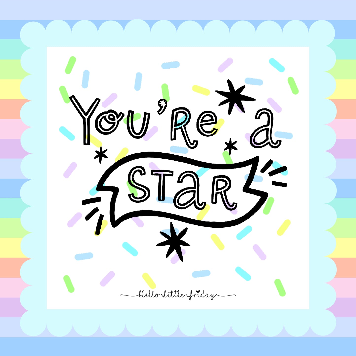 CONFETTI SPRINKLES : 10 pack of mini cards : 5 designs