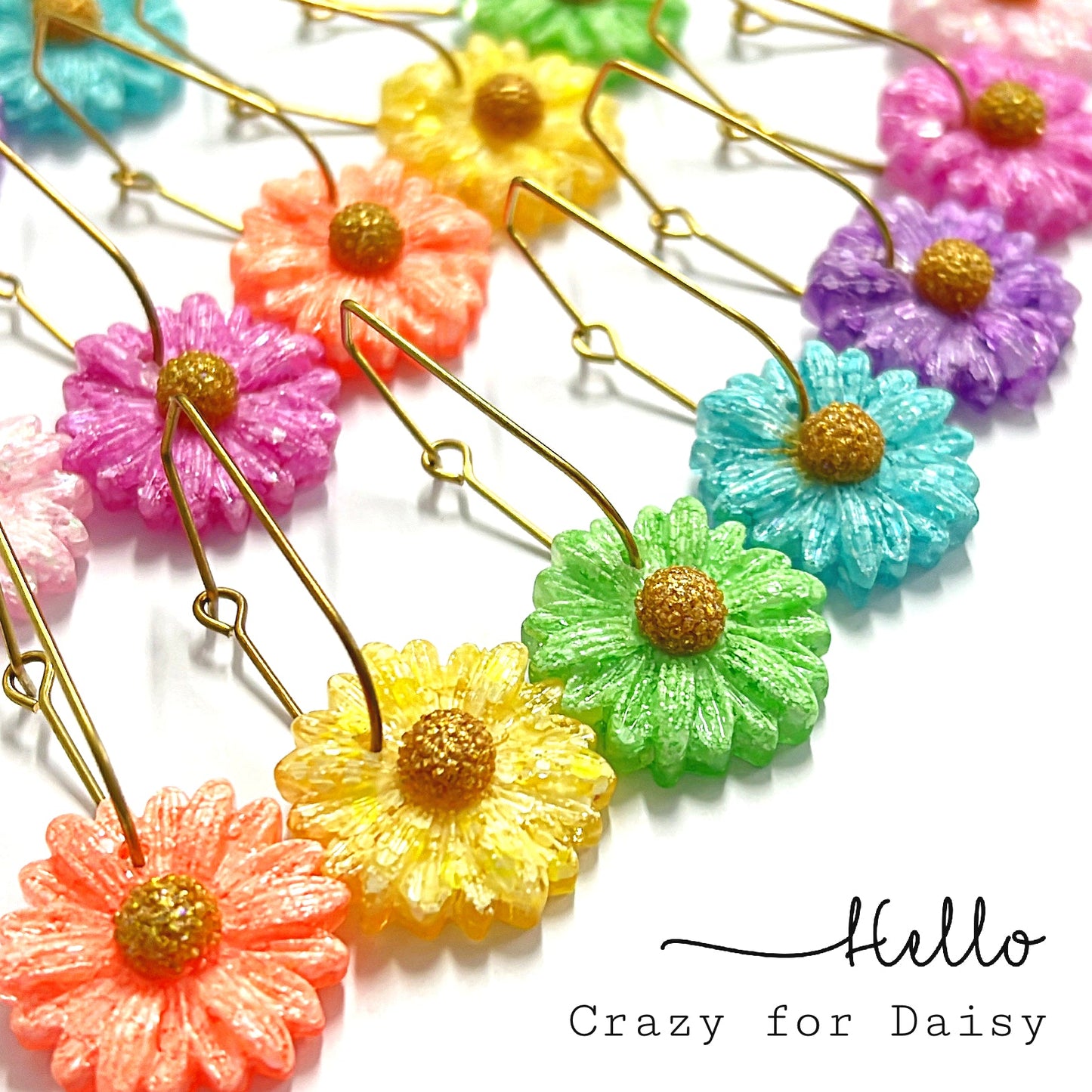 CRAZY FOR DAISY : Choose your colour : Medium : Handmade Resin Drop Earrings