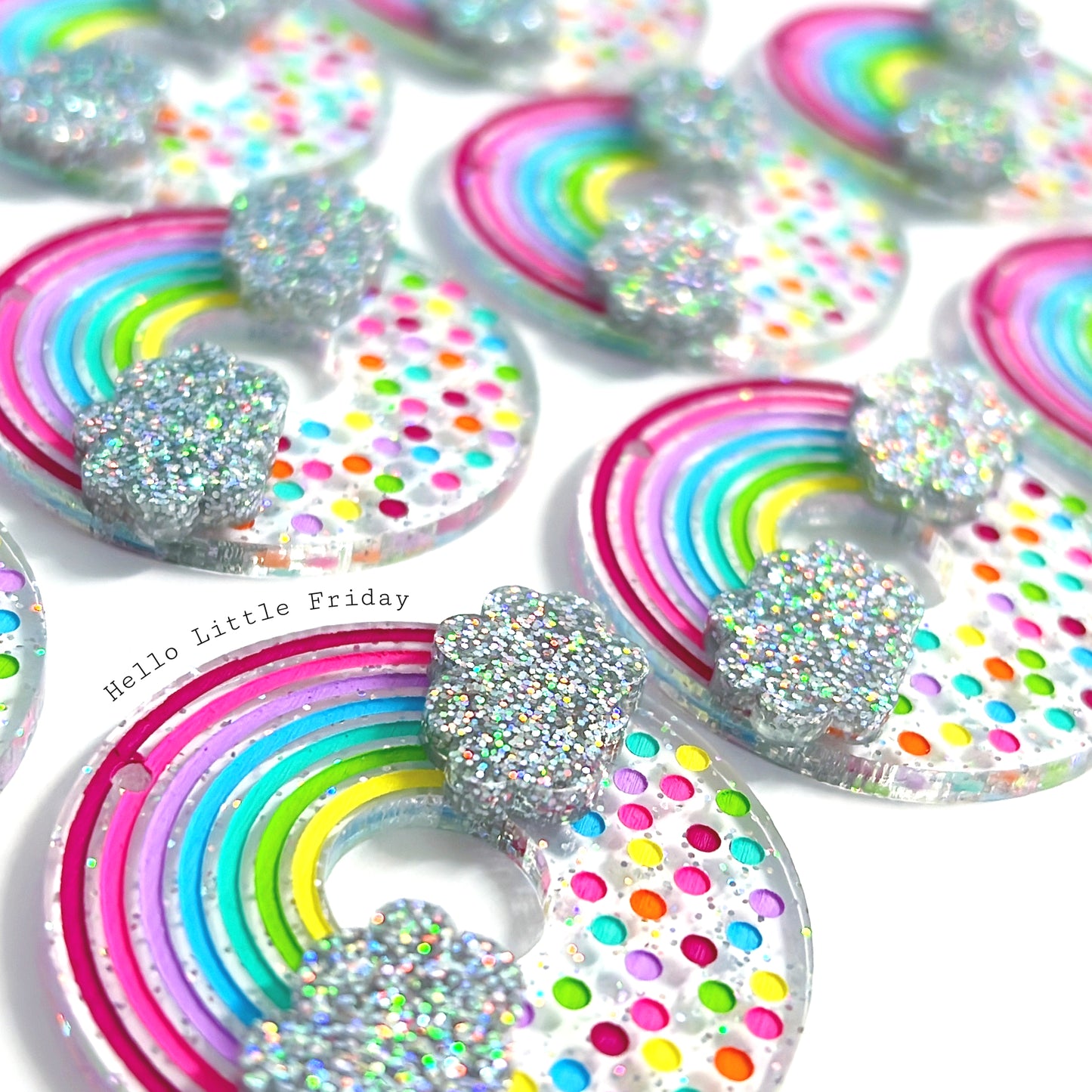 FAIRY BREAD DONUTS : SHIMMER TWINKLE : Handpainted Acrylic & Cast Resin Drop Earrings