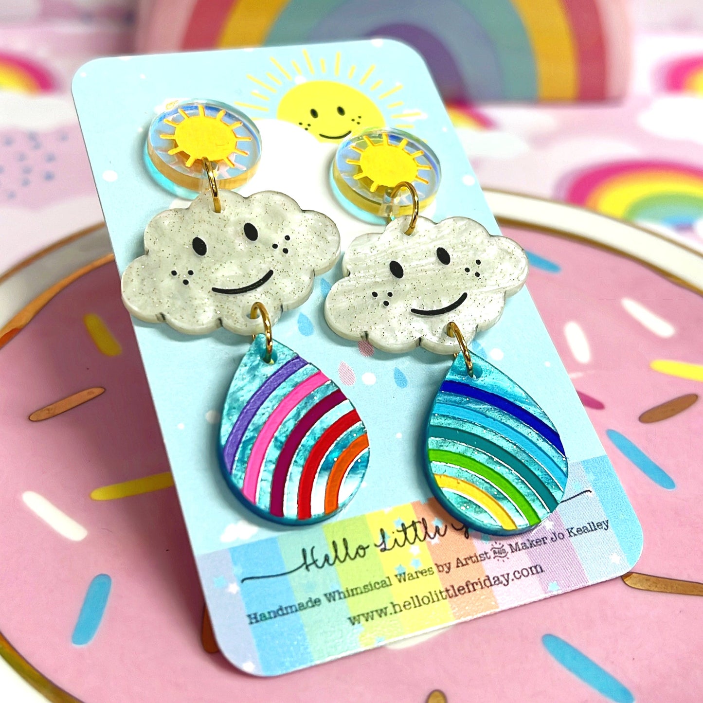 THE HAPPIEST CLOUDS : Handmade Acrylic Drop Earrings