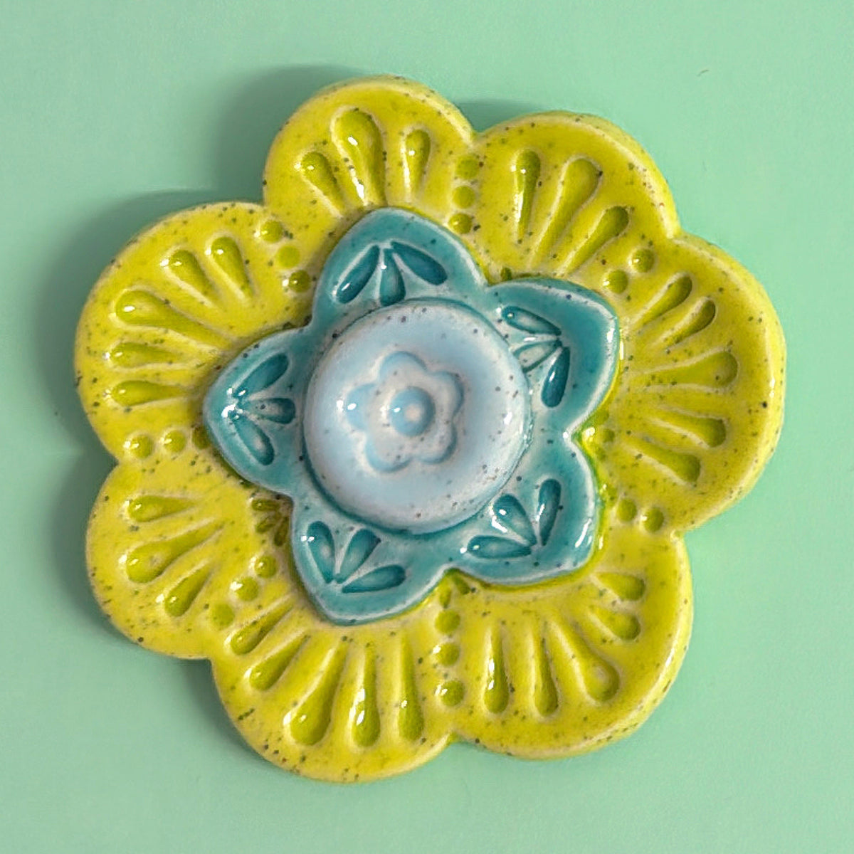 Lime Baby Blue & Teal WALLFLOWERS Wall Art : Choose your design : Handmade Ceramic Ornaments by Jo Kealley