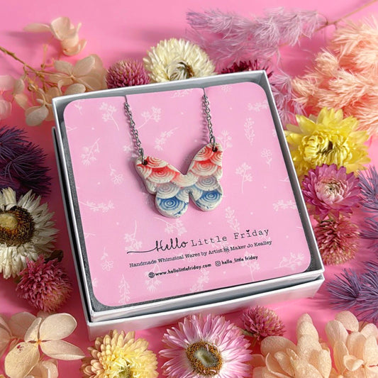 BUTTERFLY FLUTTERBY ~ One of a kind : Small Ceramic Pendant by Jo Kealley