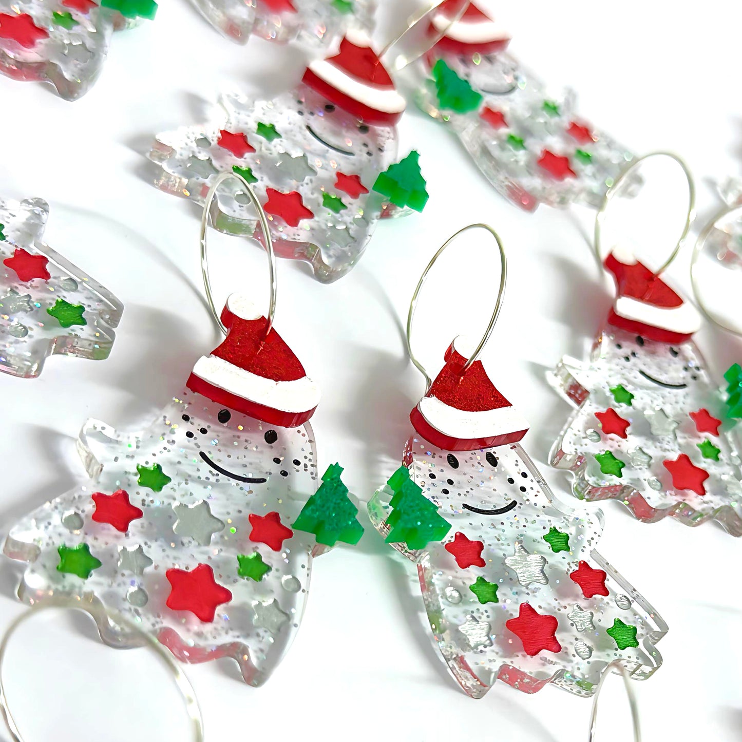 THE GHOSTS OF CHRISTMAS PAST : Handpainted Acrylic DROP Earrings
