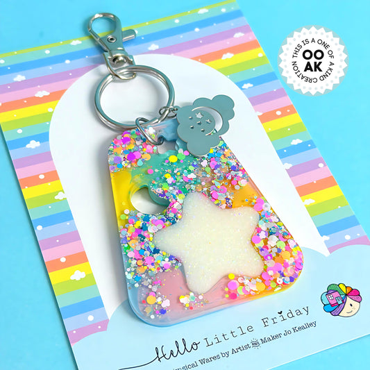 RAINBOW CONFETTI : Handmade Resin KEY CHAIN or BAG CHARM