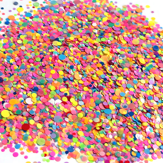 RAINBOW WARM DOTS : CUSTOM HLF Mix : Colour-shift Holographic Glitter :: medium white jar : Destash item