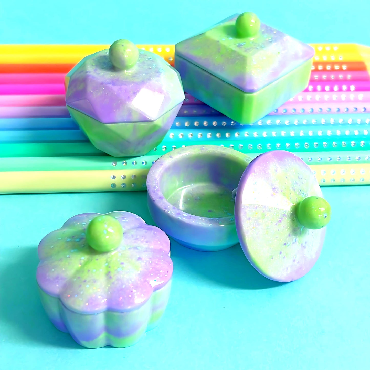 HELLO TINY TRINKETS : For the Tooth Fairy : Choose your shape & colour : Handmade Cast Resin Trinket pot