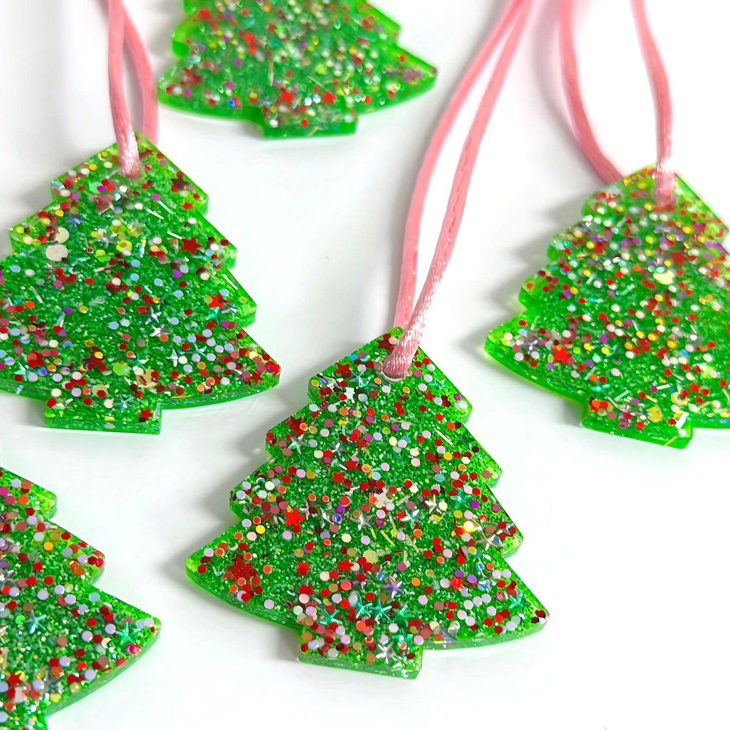 CHRISTMAS TREE : EMERALD STARDUST : Handmade Resin Tree Ornaments