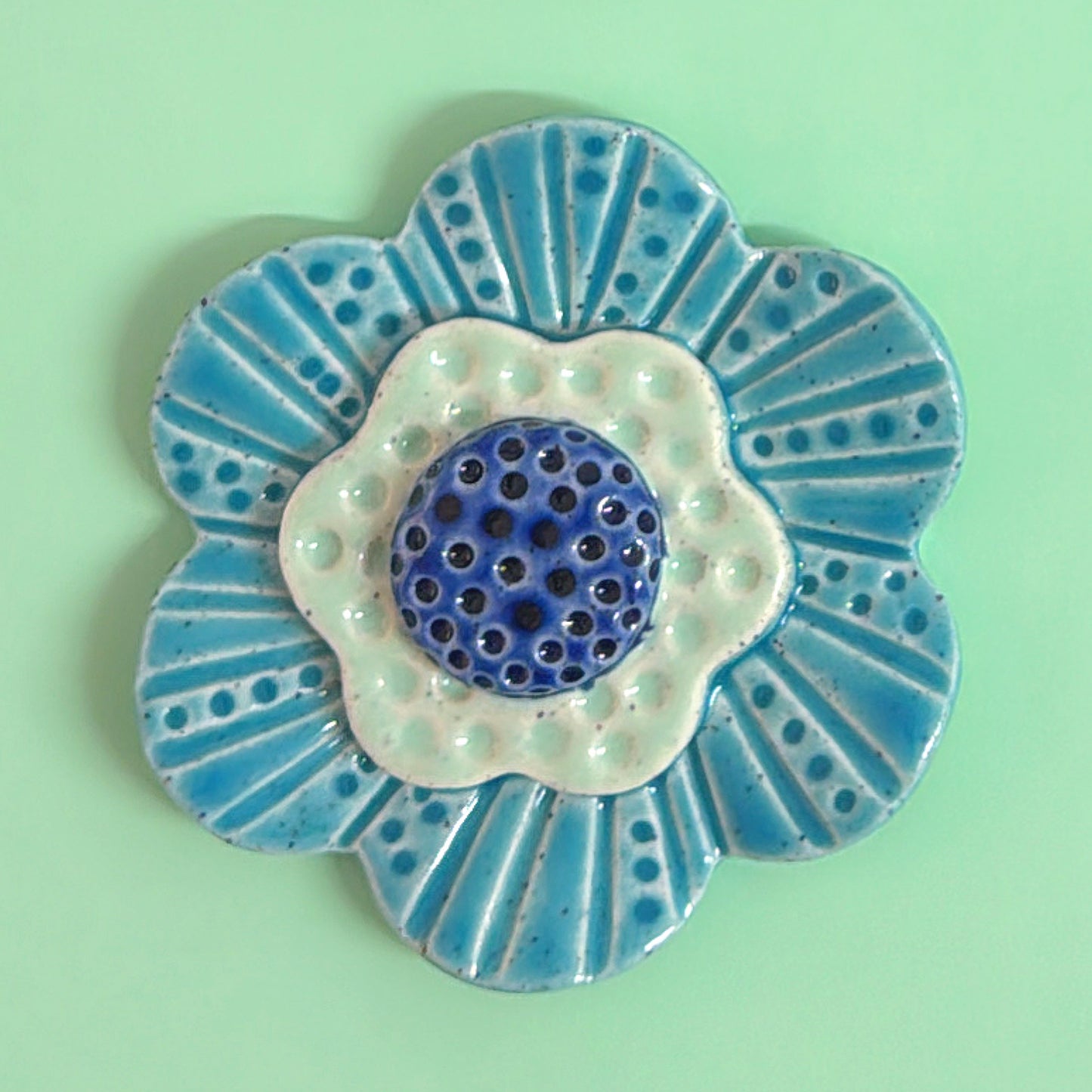 🩵 Aqua Teal & Blue 💙 WALLFLOWERS Wall Art : Choose your design : Handmade Ceramic Ornaments by Jo Kealley